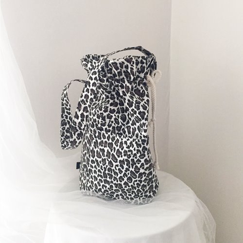 leopard cotton bucket bag_white